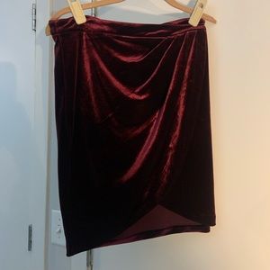 Forever XXI Contemporary Maroon Velvet Curtain Skirt